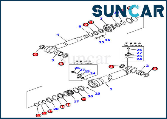 707-99-66310 Zestaw uszczelek cylindra do regulacji wysięgnika do gumowego zestawu naprawczego do koparki Komatsu PC160LC-7K