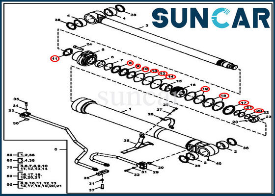 FYA00012899 Zestaw uszczelek cylindra wysięgnika Zestawy naprawcze Deere do modeli koparek 135G 130G