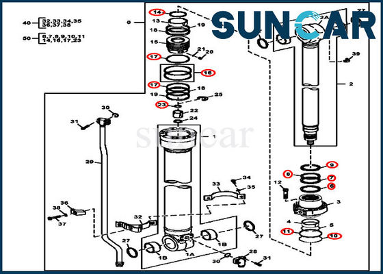 4S00847 Zestaw uszczelek ramienia Zestaw naprawczy koparki do cylindra John Deere 120D 135D 130G 9288686G
