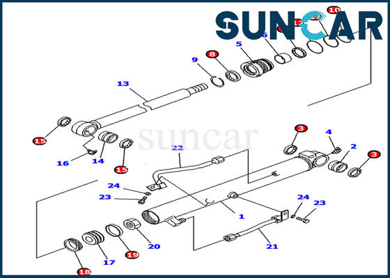 707-39-65190 Zestaw uszczelek cylindra łyżki Koparka Komatsu PC10UU PC14R PC16R Zestaw naprawczy
