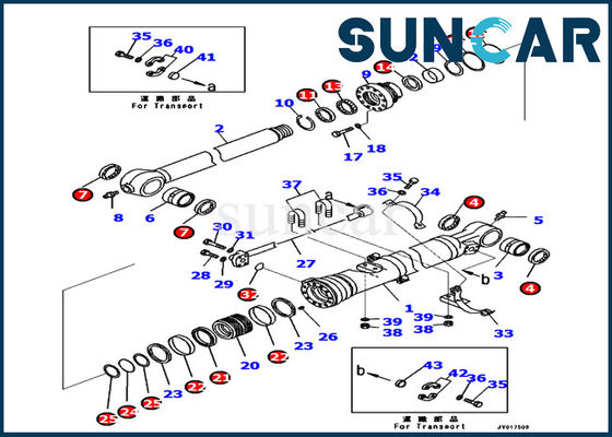 707-99-48710 Zestaw uszczelek cylindra Komatsu ARM Części wewnętrzne cylindra PC240LC-10 Zestaw naprawczy do koparki
