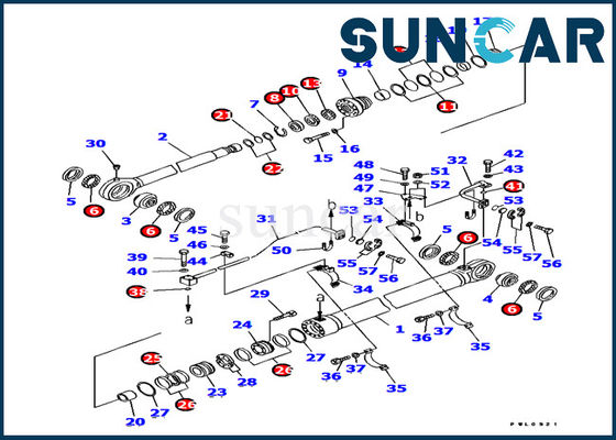 707-99-77070 Zestaw uszczelniający cylindra łyżki Koparka Komatsu PC1800-6 Wewnętrzne części naprawcze