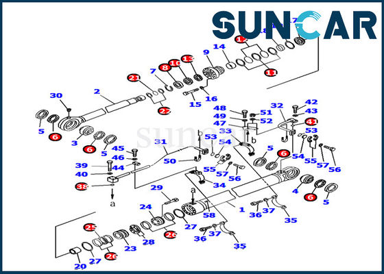 Komatsu PC1800-6 Zestaw uszczelek cylindra łyżki 707-99-77180 Zestaw serwisowy koparki Wewnętrzny zestaw naprawczy