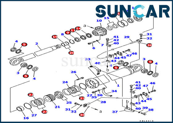 Koparka Komatsu 707-99-87710 Zestawy naprawcze siłowników hydraulicznych wysięgnika Zestawy uszczelek olejowych Pasuje do PC1800-6