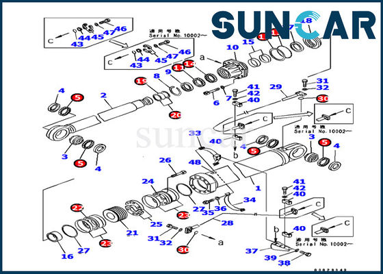 Zestaw uszczelniający 707-99-87720 Zestaw naprawczy cylindra wysięgnika do koparki Komatsu PC1800-6