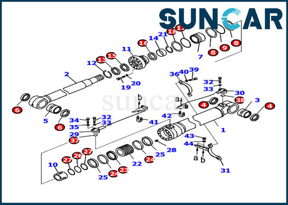 721-98-00250 Koparka PC220LC-8 Komatsu części wewnętrzne Zestaw naprawczy cylindra wysięgnika