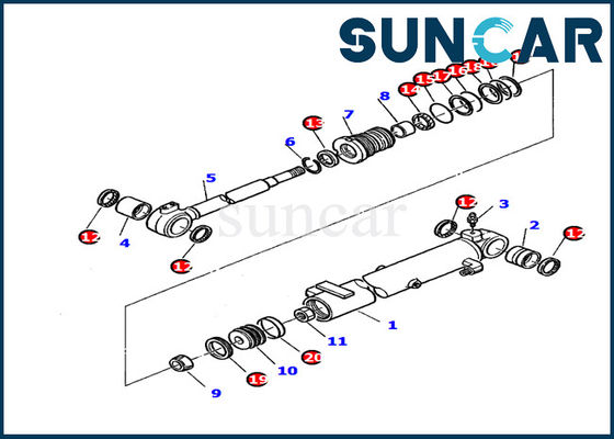 878000391 Zestaw uszczelek cylindra wysięgnika koparki Pasuje do siłownika hydraulicznego Komatsu PC20-7