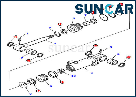 878000393 Zestawy uszczelek cylindrów ostrzy PC20-7 Komatsu Excavator Hydraulic Cylinder Assy Części wewnętrzne