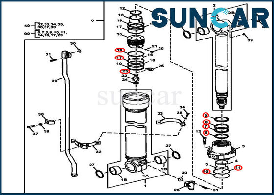Odporność na zużycie FYA00001400 Zestaw uszczelniający ramienia koparki 245GLC 230GW Zestawy cylindrów Deere