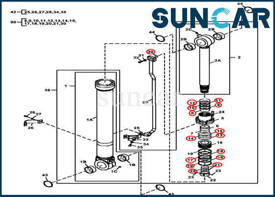 FYA00010735 Zestaw serwisowy do koparek Elementy hydraulicznego cylindra łyżki John Deere