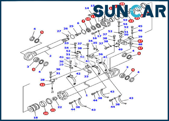Komatsu Excavator PC1600-1 Zestaw uszczelek siłownika ramienia modelu 707-99-85200 Hydrauliczne wewnętrzne części naprawcze