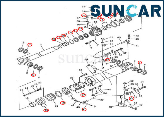 707-99-87660 Komatsu Excavator 2. Zestaw uszczelek cylindra wysięgnika PC1600-1 Części wewnętrzne cylindra hydraulicznego