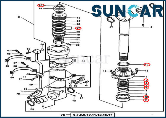 Zestaw uszczelek olejowych cylindra hydraulicznego 4438690 Zestaw uszczelek kubełkowych pasuje do modeli John Deere 550LC