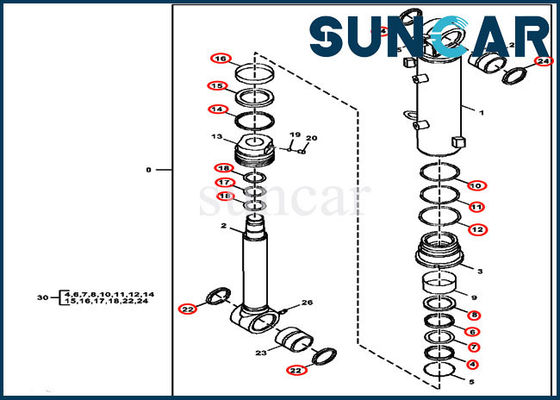 60D 60G Deere Parts FYD00003245 Zestaw uszczelek naprawczych Zestaw uszczelniający cylindra ostrza