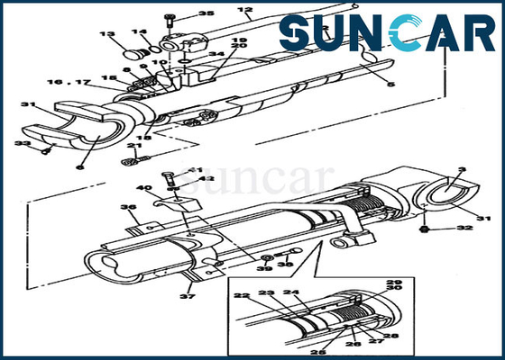 LZ009410 Zestawy uszczelek wysięgnika Zestaw naprawczy cylindra do koparki CASE CX135SR