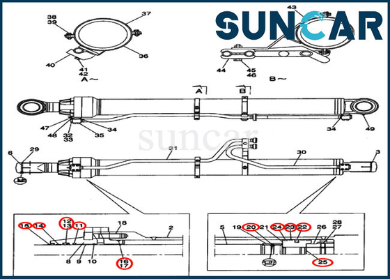 LZ00312 Zestaw uszczelek cylindra wysięgnika Zestaw do przebudowy hydraulicznej pasuje do obudowy CX800 Machinery Seal