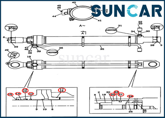 LZ00313 Zestaw serwisowy cylindra kubełkowego Zestaw uszczelniający ramienia hydraulicznego koparki CX800