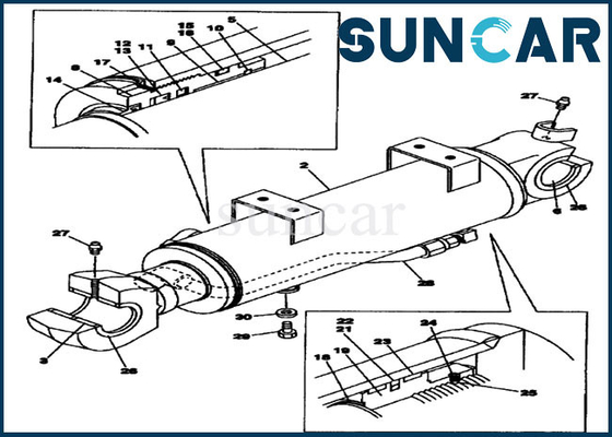 LQU0245 Zestaw naprawczy uszczelki cylindra hydraulicznego lemiesza pasuje do modeli koparek CASE CX130 CX130B