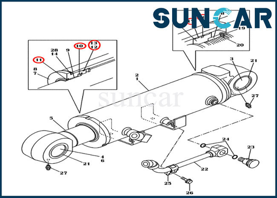LZ011480 Zestaw uszczelek cylindra ostrza Koparka CX145C SR CX130C Zestaw naprawczy uszczelek obudowy