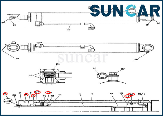 PW01V00043R300 Zestaw uszczelek cylindra wysięgnika Modele CX36B CX31B Zestaw uszczelek obudowy koparki