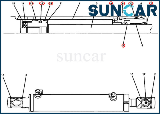 Zestawy OEM CASE PU01V00028R300 Zestaw naprawczy uszczelki cylindra obrotu pasuje do modelu koparki CX17B