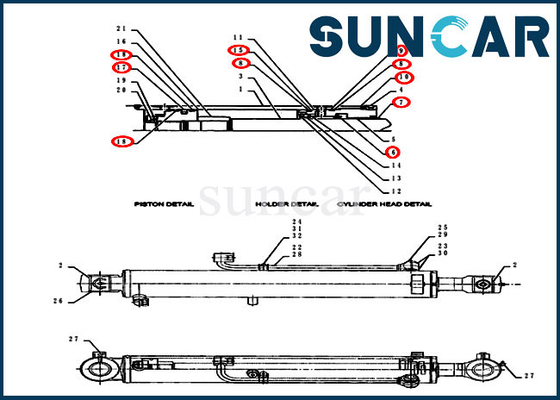 Zestaw uszczelek wysięgnika PY01V00054R300 Zestaw naprawczy uszczelki cylindra do koparki CX55BMSR Case Machinery