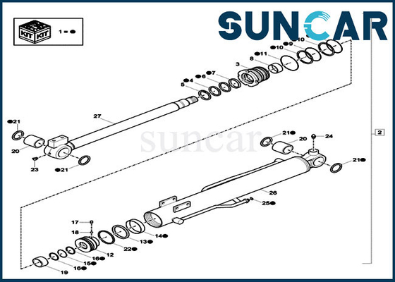 CX17C Case XKCC-01524 Zestaw uszczelniający CYL wysięgnika XKCC01524 Zestaw serwisowy cylindra do minikoparki
