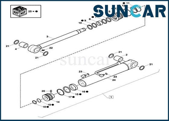 XKCD-01397 Hydraulic Sealing Kit CASE Part CX26C XKCD01397 Boom Swing Cylinder Seal Kits