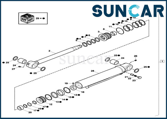 XKCC-01438 XKCC01438 Zestaw uszczelek cylindra łyżki Case CX33C CX37C OEM zestaw serwisowy hydrauliczny