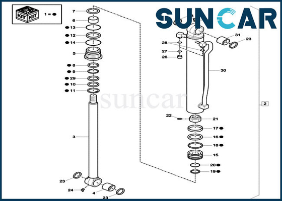 Zestaw uszczelek łyżki XKCD-03080 CASE CX57C XKCD03080 Zestaw uszczelek olejowych do naprawy cylindra hydraulicznego