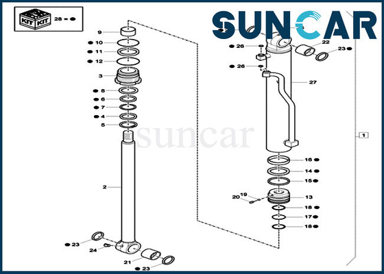 Zestawy naprawcze łyżki XKCC-00987 XKCC00987 Zestaw uszczelek siłownika hydraulicznego pasuje do konstrukcji obudowy modelu CX60C