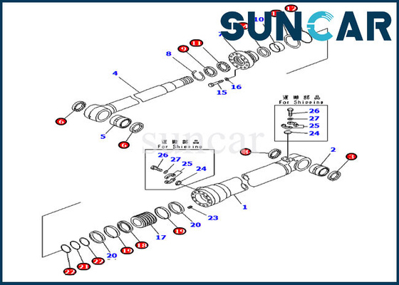 Zestaw serwisowy 707-99-68730 Zestaw uszczelek cylindra do regulacji wysięgnika Pasuje do części modelu Komatsu PC228USLC-8 PC210LC-7K