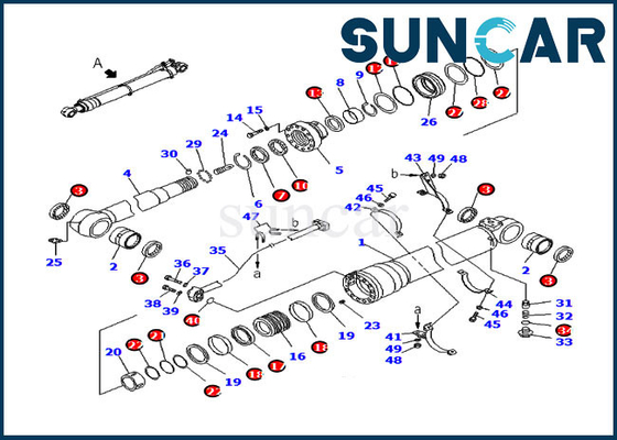 Zestaw uszczelek ramienia Zestaw serwisowy 707-99-50500 Do koparki Komatsu PC200-8 PC210LC-8K Siłownik hydrauliczny
