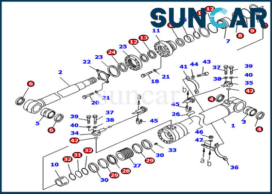 Zestaw serwisowy do wymiany wysięgnika 707-99-46410 Zestaw naprawczy Siłownik hydrauliczny Komatsu PC200-8 7079946410