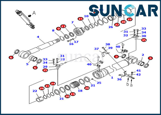 707-98-47710 Zestaw serwisowy wysięgnika 90MM Pręt 130MM Otwór Komatsu PC200LC-8 PC200LC-8E0 Zestaw uszczelek cylindra
