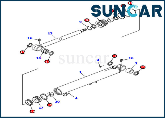 Zestaw uszczelniający drabiny 7079829640 Zestaw uszczelek cylindra wychylenia wysięgnika do PC2000-8 PC50MR-2 Komatsu 707-98-29640