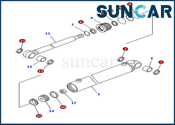 Zestaw uszczelek cylindra obrotu 707-98-14740 Zestaw serwisowy koparki do Komatsu PC20MR-1 PC20MRX-1 PC20R-8