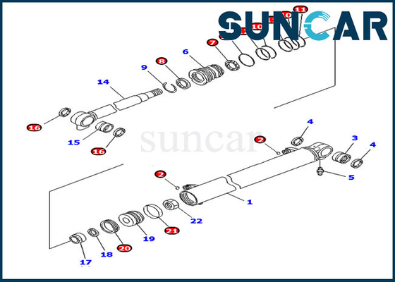 Zestaw uszczelek do koparki 707-98-14780 PC20MR-2 PC26MR-3 Zestaw serwisowy wysięgnika Komatsu Siłownik hydrauliczny 7079814780