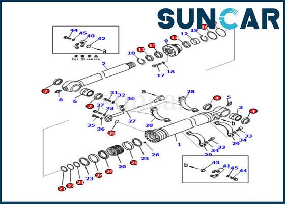 PC210LC-11 Modele PC228US-11 Komatsu 721-99-47131 Zestaw naprawczy uszczelki cylindra ramienia Zestawy uszczelek olejowych do koparek