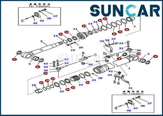 707-99-48740 7079948740 Zestaw naprawczy uszczelnienia hydraulicznego pasuje do cylindra Komatsu PC210LC-10 90 MM pręt 130 MM otwór