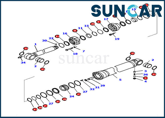 PC210LCI-11 D375AI-8E0 721-98-02330 Zestaw uszczelek siłownika ramienia Komatsu Części zestawu serwisowego hydraulicznego