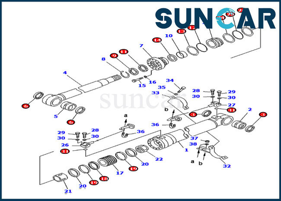 Zestaw uszczelek wysięgnika Siłownik hydrauliczny 707-99-58260 Pasuje do ciężkiego sprzętu Komatsu PC220-6 PC250LC-6L