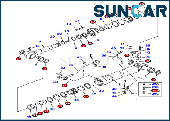 PC220LC-6 Zestaw naprawczy uszczelki Komatsu 707-99-58300 7079958300 Pasuje do 100 MM pręta 140 MM cylindra z otworem