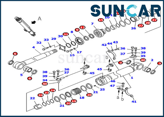 707-98-47841 7079847841 Zestaw uszczelek wysięgnika Siłownik hydrauliczny Pasuje do części zamiennych Komatsu PC220-7