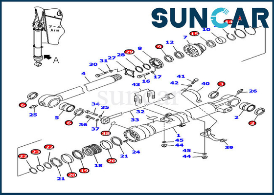 707-99-47851 PC220-7 PC220LC-7 Zestaw serwisowy cylindra kubełkowego Komatsu Zestaw uszczelek zamiennych OEM