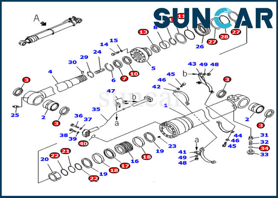 Zestaw uszczelek siłownika ramienia Komatsu 707-98-58240 7079858240 Do części uszczelniających koparki PC220LC-8 PC240LC-8K