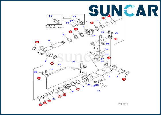 Komatsu 707-98-46220 Zestaw uszczelniający cylindra wysięgnika pasuje do koparki PC228USLC-1 PC228USLC-2