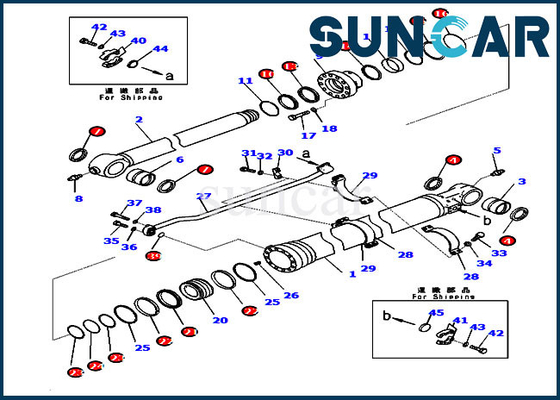 PC290LC-11 PC290LL-11 721-98-00440 Zestaw uszczelek łyżki Komatsu 7219800440 Zestaw uszczelek cylindra koparki