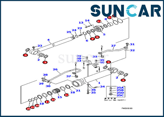 707-99-57280 7079957280 Zestaw pieczęci do naprawy cylindru ramienia dla koparki Komatsu PC228UU-1