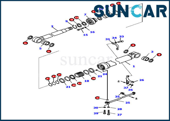 Zestaw uszczelek Komatsu 707-99-46470 Zestaw naprawczy siłownika hydraulicznego wysięgnika do koparki PC228US-8 PC228USLC-8